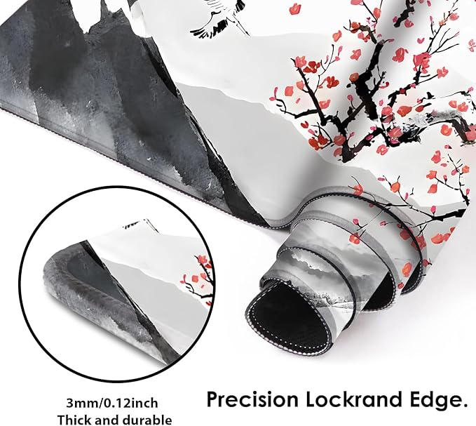 Galdas Gaming Mouse Mat Forest Background Pattern XXL XL Large Mouse Mat Long Extended Mouse Pad Desk Mat Non-Slip Rubber Mice Pads Stitched Edges Thin Pad (Ink and Wash)