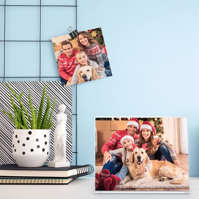 NIUBEE Acrylic Sign Holder 8.5x11 Inches 6 Pack Horizontal, Slant Back Clear Frames, Plastic Paper Flyer Display Holder, Document Menu Table Stand for Office, Store, Restaurant -Landscape