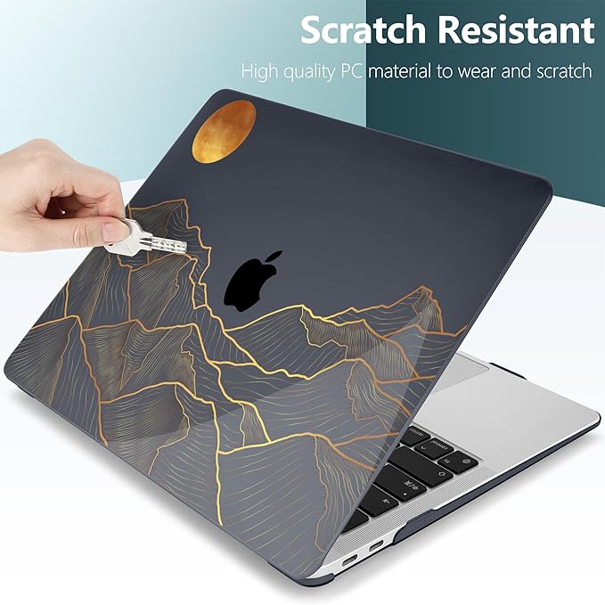 DONGKE Compatible with MacBook Air 13 inch Case 2021 2020 2019 2018 Release A2337 M1 A2179 A1932 with Retina Display Touch ID, Plastic Hard Shell & Keyboard Cover - Abstract Mountain