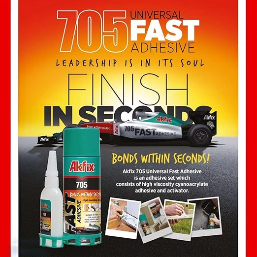 Akfix 705 Fast Adhesive CA Glue & Activator (3x3.50 oz Glue + 3x13.50 fl oz Activator) - High Strength Cyanoacrylate for Woodworking, Crafts & Multi-Surface Bonding - 3 Pack