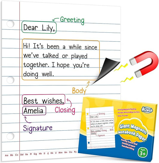 Aizweb Giant Magnetic Notebook Paper,Dry Erase Handwriting Lined for Classroom Whiteboard Accessories, Chart Paper Teacher Must Have Homeschool Teaching Supplies,Teacher Essential,17" x 21.5"