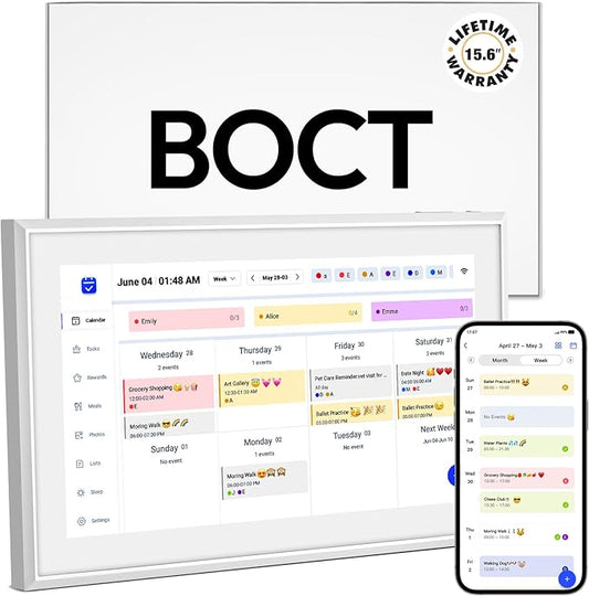 BOCT 15.6'' Digital Calendar Wall - 32GB Memory Touch Screen Chore Chart Smart Calendar,Digital Planner,Auto-Sync,APP Control,Interactive Family Schedules, Gift for Mother