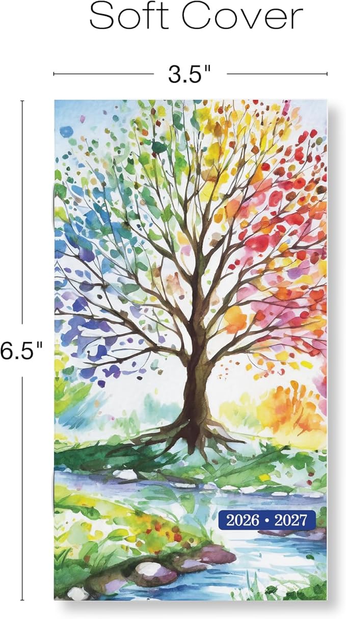 2-Year Monthly Pocket Planner/Pocket Calendar, 3.5"x6.5", 2026-2027: Weekly Planner/Weekly Agenda/Monthly Calendar Organizer (Tree Seasons)