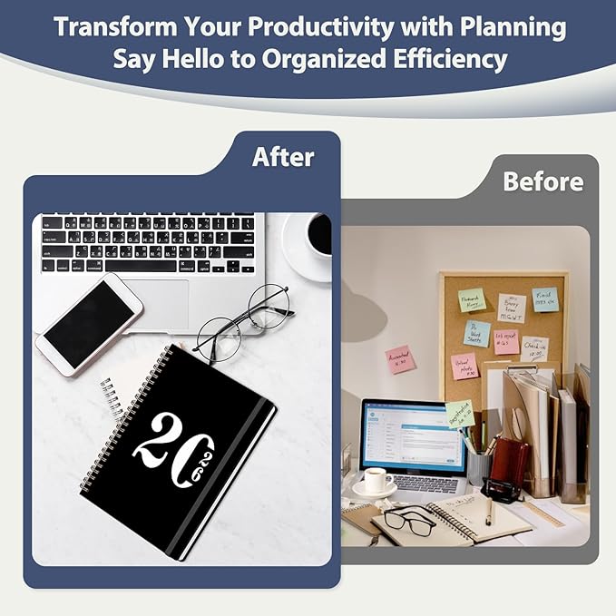 2026 Planner, Weekly and Monthly Calendar Agenda Book, Jan 2026 - Dec 2026, Hardcover Planning Academic Planner for Office School Supplies and Desk Accessories - Letter Size (8.5'' x 11'')