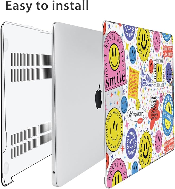 for MacBook Air 13 inch Case 2021 2020 2019 2018 A2337 M1 A2179 A1932, Plastic Hard Shell Case&Keyboard Cover&Screen Protector&Webcam Cover Compatible with MacBook Air 13" Retina, Smile