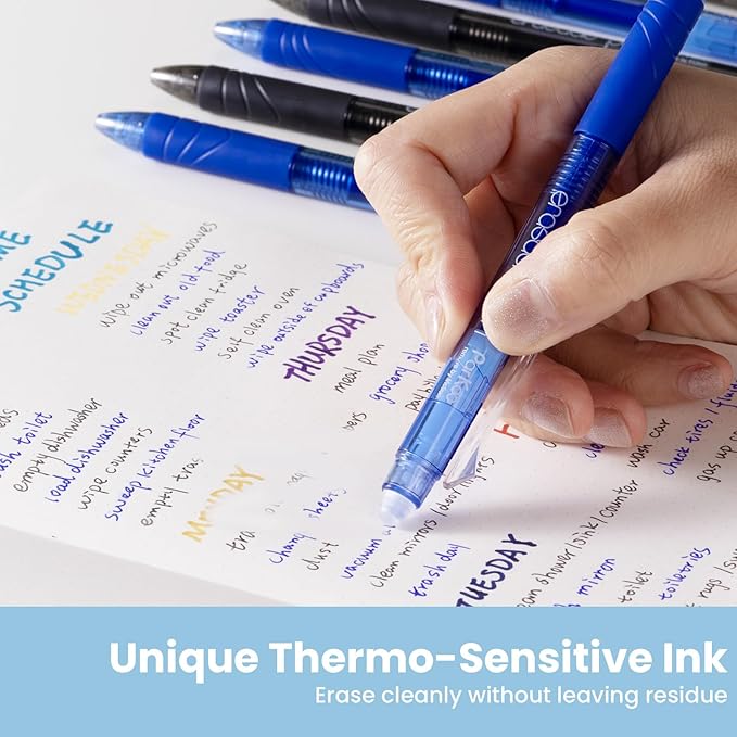 ParKoo 20 Pack Retractable Erasable Gel Pens Clicker, Fine Point 0.7 mm, Make Mistakes Disappear, Black Blue Pens for Writing, Journaling and Crossword Puzzles