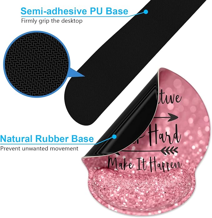 Dapesuom Keyboard Wrist Rest and Mouse Pad with Wrist Support, Cute Memory Foam Cushion for Keyboard and Mouse Set, Ergonomic Desktop Pad Rests with Non Slip Base for Easy Typing & Pain Relief, Quotes