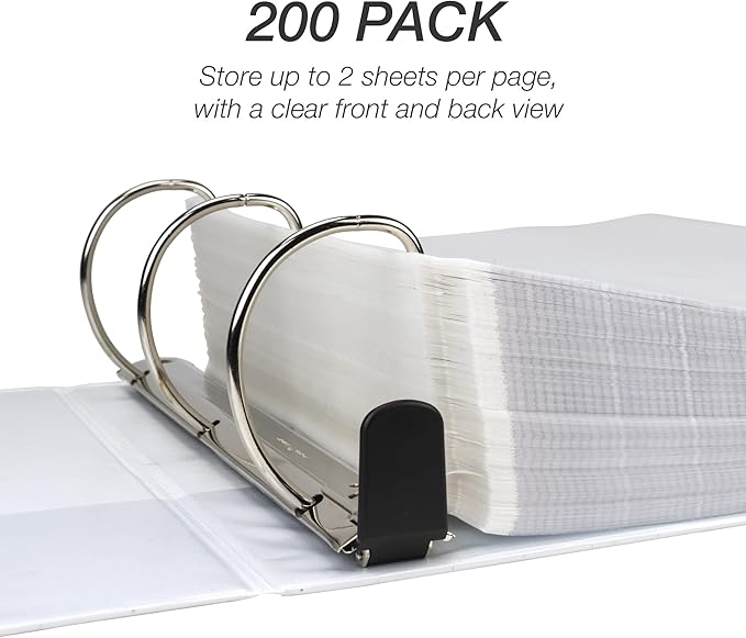 Samsill 200 Pack Sheet Protectors, 8.5x11 Inch Page Protectors for 3 Ring Binder, Standard Weight, Non-Glare Protector, Letter Size, Top Loading, Acid Free