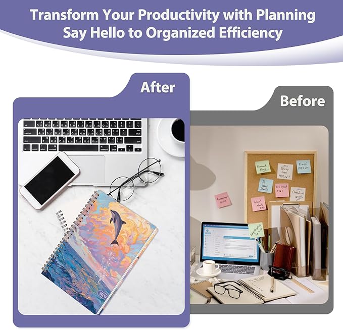 2026 Planner, Weekly and Monthly Calendar Agenda Book, Jan 2026 - Dec 2026, Hardcover Planning Academic Planner for Office School Supplies and Desk Accessories - A5 (6.3'' x 8.5'')