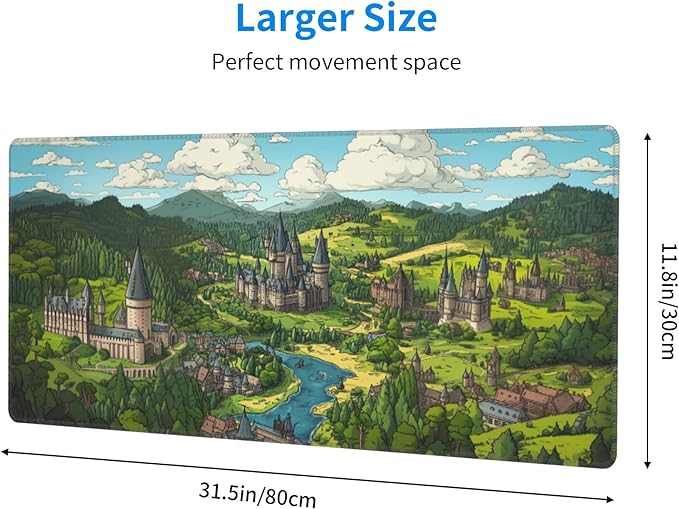 Anime Castle Desk Mat Large Gaming Mouse Pad Anime Castle Extended Mousepad Big in Laptop Computer Mouse Keyboard Mat for Office Desk Decor 31.5x12 in