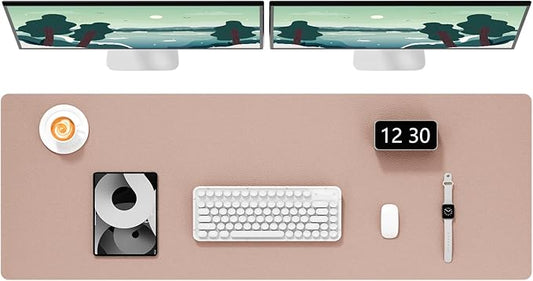 Hsurbtra Desk Pad, 48" x 17" PU Leather Desk Mat, XXXL Extended Mouse Pad, Waterproof Desktop Blotter Protector, Non-Slip Ultra Thin Large Laptop Keyboard Writing Mat for Office Home, Beige Apricot
