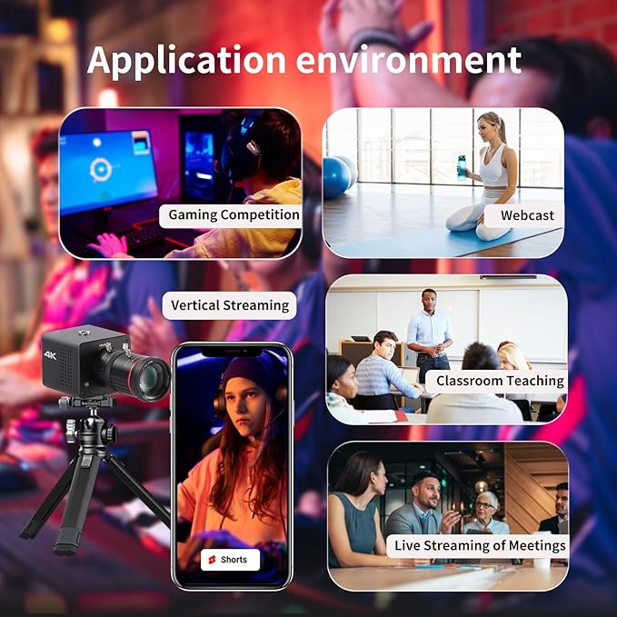 4K Native NDI|HX3 POV Box Camera PoE, Simultaneously HDMI & SDI Output, RTSP/RTMP(s)/SRT, Standalone Live Streaming to YouTube/Facebook/Twitch for Webcast, Meeting, Teaching & Gaming (CS)