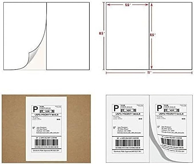 9527 Product Half Sheet Self Adhesive Shipping Labels for Laser & Inkjet Printers White Blank,2 Labels per Sheet (1000 Labels)