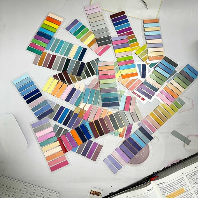 ELII 3600pcs Book Tabs,Writable Translucent Tabs for Annotating Books,Transparent Sticky Notes Page Markers for Notebooks, Writable and Repositionable Book Flags Strip Index Tabs