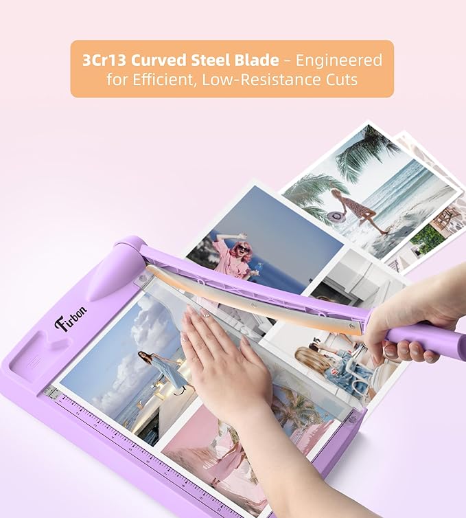 Firbon 12" Guillotine Paper Cutter, Heavy Duty 12-Sheet Capacity Trimmer for Cardstock, Photos, Scrapbooking, Office, Classroom, Studio (Purple)