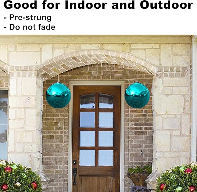 Teal 8.0" Extra Large Christmas Ornaments - Christmas Tree Decoration Balls Shatterproof Hanging Shiny Balls for Birthday Holiday Wedding Decorations Set of 2pcs