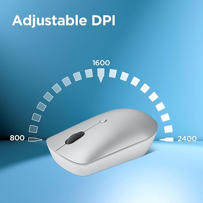 Lenovo 540 Wireless Computer Mouse for PC, Laptop, Computer with Windows or Chrome OS - 2.4 GHz USB-C Wireless Pairing Receiver - Compact Size - 18-Months Battery Life - Ambidextrous - Cloud Grey