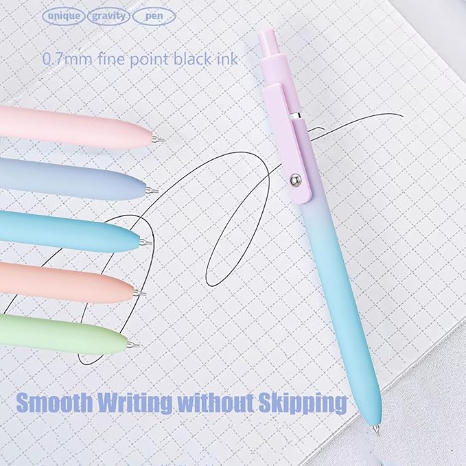 5Pcs Gel Pens, 0.7mm Black Ink Pens Retractable Fine Point Smooth Writing Pens, Aesthetic Office School Supplies, Desk Accessories Nursing Pen for Journaling Note Taking, Gifts for Women Men(Gradient)