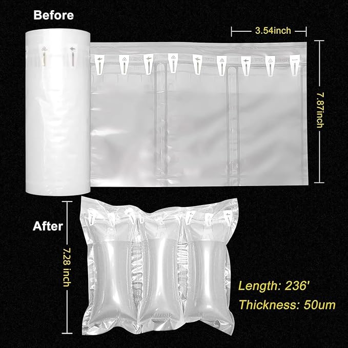 Air Pillows for Shipping with Pump Packaging Air Bags 800 Count Inflatable Shipping Supplies Box Filler Packing Materials for Moving, Purse Stuffers for Shape 3.54" x 7.87", 236 ft