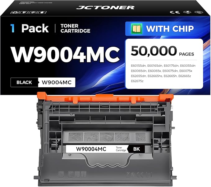 W9004MC Black Toner Cartridge 1-Pack High Yield with Chip Replacement for HP W9004MC Toner Compatible for Managed E60155dn E60165dn E60175dn E60055dn E60065dn E60075dn MFP E62655 E62665 E62675 Printer
