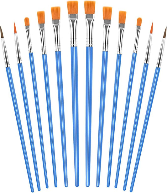 UPINS 11 Pcs Flat Paint Brushes Fine Detail Paint Brush Miniature Small Brush Bulk for Detail Painting Mixed Sizes