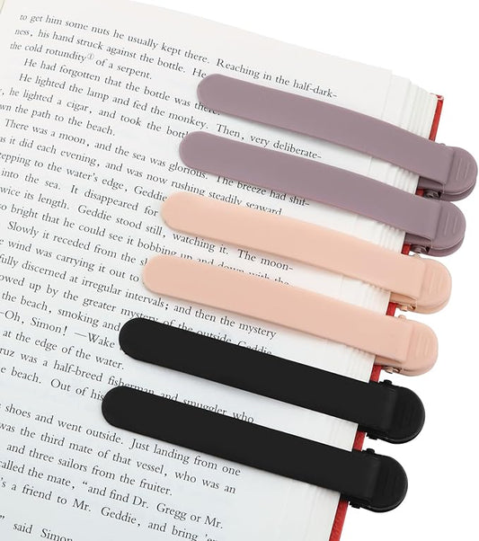 SMUK 6 Pieces Automatic Silicone Bookmarks, Page Holder Clip Bookmarks for Reading Women Men Book Lovers, Book Page Keeper Book Markers Reading Accessories Gifts