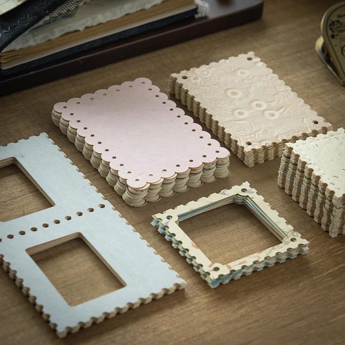 Vintage Scrapbook Paper Set, 144 PCS Textured Craft Paper Kit with Glue Tape for Journaling, Scrapbooking, DIY Crafts, and Art Supplies