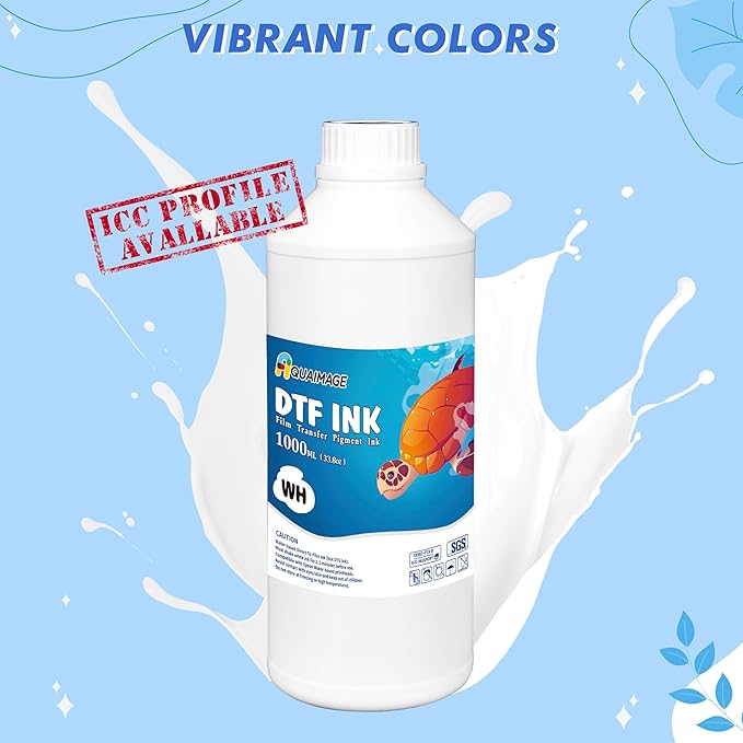Premium DTF White Ink-DTF Transfer Ink for PET Film Refill Ink for ET-8550, XP-15000, XP600, I3200, L1800, Premium DTF White Ink Direct to Film Heat Transfer Printing(1000ml 33.8oz)