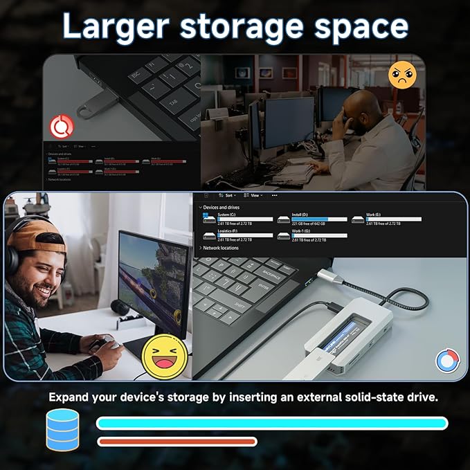 WAVLINK USB-C Hub, 10Gbps USB-C Hub with M.2 PCIe/SATA SSD Port, HDMI, 100W PD, USB-A&C 3.2/2.0, SD&TF Compatible with MacBook/Chromebook/Dell/HP/Lenovo