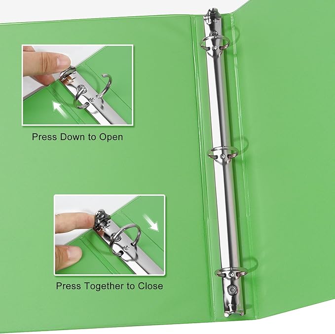 COMIX Standard 3 Ring Binder 1 inch with Clear View Cover, 1" Round Ring View Binder Holds 200 Sheets of US Letter Size Paper for School Office Supplies, 6 Pack (Sea Green)