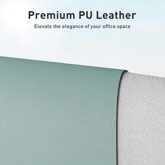 Aothia Leather Desk Pad Protector, Mouse Pad, Office Desk Mat, Non-Slip PU Leather Desk Blotter, Laptop Desk Pad, Waterproof Desk Writing Pad for Office and Home (48"x17", Light Blue)