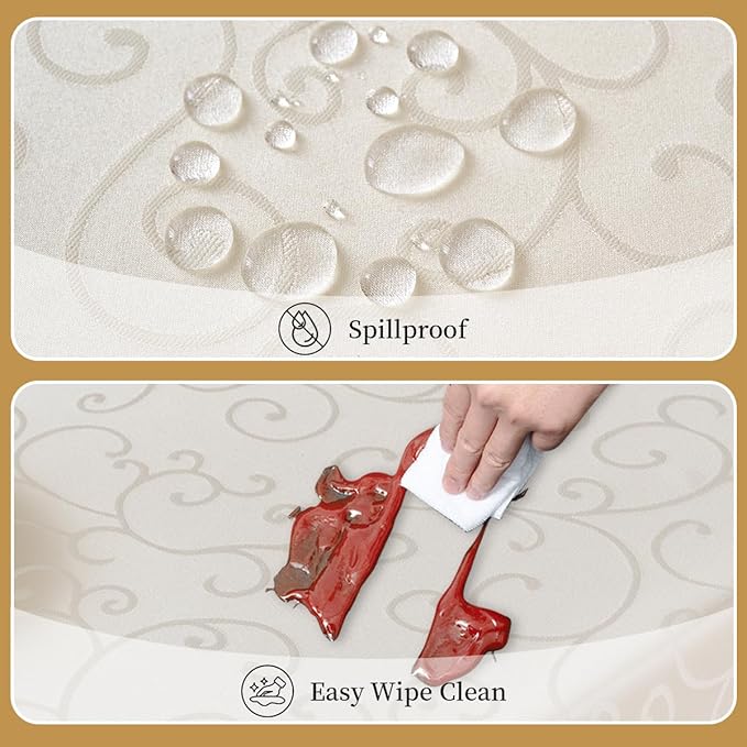 Romanvicky Christmas Jacquard Tablecloth White Floral Pattern Rectangle Table Cloth Spill Proof Wrinkle Resistant Polyester Table Cover for Autumn, Harvest, Thanksgiving Decoration, 60 x 120 Inch