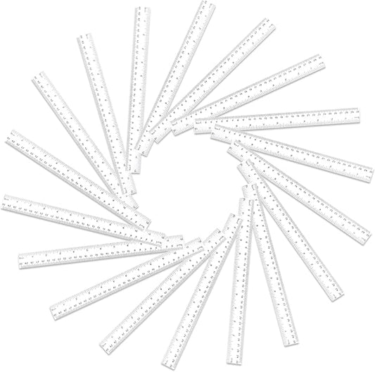 Koogel 40 PCS Plastic Straight Rulers, Plastic Measuring Tool, 12 Inch Shatterproof Clear Ruler Bulk for Classroom with Centimeters and Inches for Student, Kids, School, Office, Home