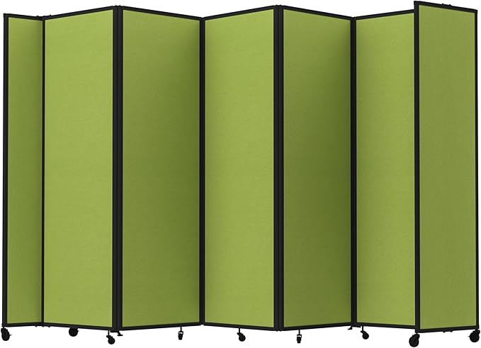 Versare Room Divider 360 Portable Wall Partition | Folding Panels | Large Freestanding Divider | Locking Wheels | Temporary Room Separator | 14' x 7'6'', Lime Green