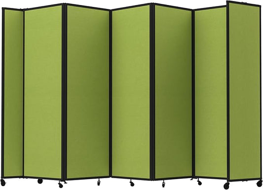 Versare Room Divider 360 Portable Wall Partition | Folding Panels | Large Freestanding Divider | Locking Wheels | Temporary Room Separator | 14' x 7'6'', Lime Green