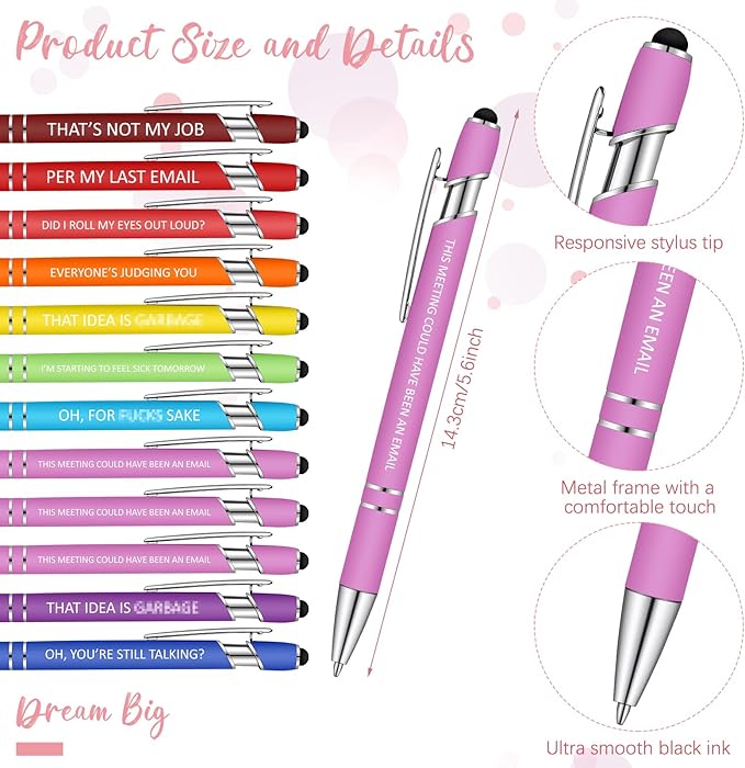 Geyee 24 Pcs Sarcastic Sticky Notes with Funny Pens Fun Notepads for Adults Coworkers Nurse 3 x 4 Inch to Do List Notepads with Sayings Pen for Lab Week Gifts Teacher Office Supplies