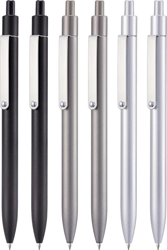 LINFANC 6 Pcs Gel Pens Ballpoint, Metal Barrel Medium Point 0.7 mm Quick Dry Black Ink Cute Pens for Journaling, Smooth Writing Gel Pen, Cute School Supplies Office Supplies Gifts for Women