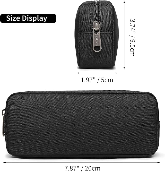 Della Gao Small Pencil Case Large Capacity Pencil Pouch Marker Pen Bag Coin Pouch Office Stationery Organizer (Balck)