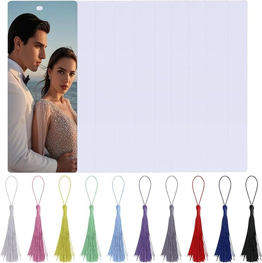 Sublimation Bookmarks Blank Aluminum 20 PCS 2X7 Inch Metal 1MM Thick Larger Bookmark for Double-Side Heat Transfer Rectangle