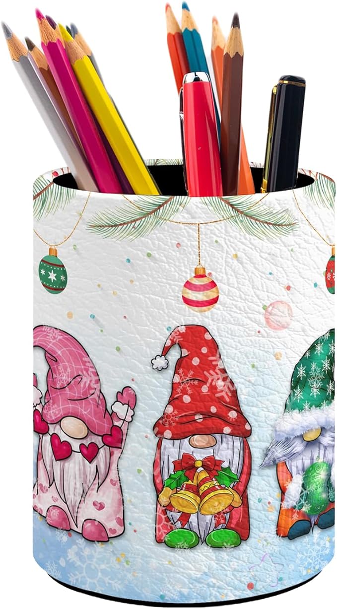 Gnomes Pen Holder Pencil Organizer Cute Pencil Cup Desk Decor Makeup Brush Holder PU Multifunctional Office Suppliesfor Home Classroom School