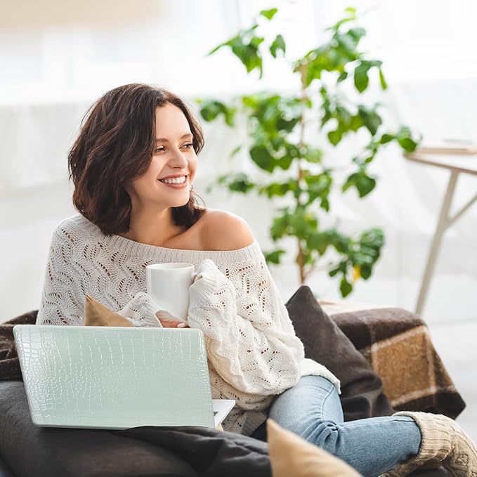 DTangLsm for Crocodile MacBook Air 13 inch Case 2022 2021 2020 2019 2018 A2337 M1 A2179 A1932, Alligator Skin PU Leather Hard Cover Snakeskin Print Case for MacBook Air 13 M1 + Keyboard Cover Ice Blue