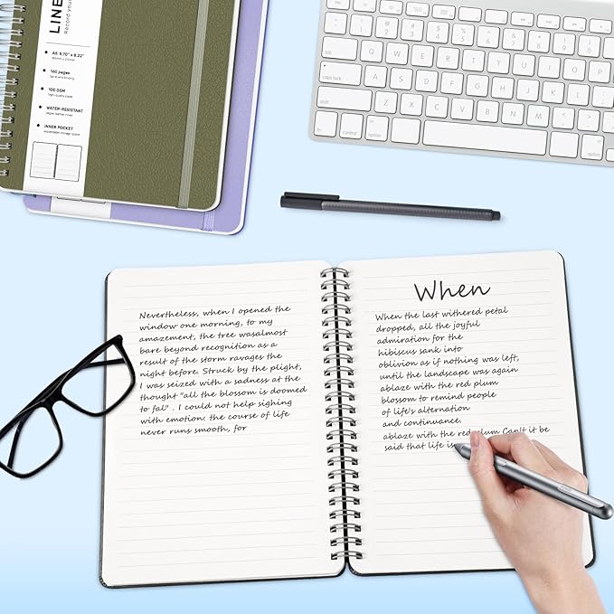 Lined Spiral Journal Notebook, A5 Hardcover Leather Notebook for Work, 5.7''×8.2'', 100GSM Thick Paper Spiral Bound Journaling Notebooks for Women & Men Office School Note Taking Business, Green