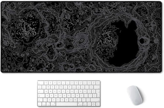 SSOIU Moon Topographic Map Extended Mouse Pad, XXL Gaming Mouse Pads, Large Big Mousepad Laptop Computer Keyboard Mat Desk Pad with Non-Slip Base Stitched Edge for Gaming Office, 35.5 x 15.7 inch