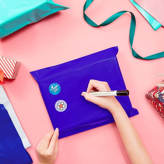 Fuxury 12X15.5" 100Pcs Poly Mailers Bags for Clothing/T-Shirt/Shirt, Plastic Mailing Envelopes for Small Business, Self Seal Shipping Polybag Bulk- Blue