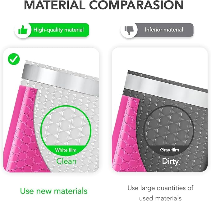 Fuxury Bubble Mailer 8.5x12 Inch 250 Pack Self-Seal Adhesive Padded Envelopes Bulk, Water Resistant Padded Mailers for Mailing,Packaging,Small Business,Shipping, Hot Pink #2