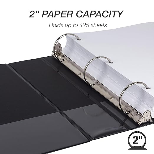 Samsill Economy 2 Inch 3 Ring Binder Bulk Pallet, Made in The USA, Round Ring Binder, Customizable Clear View Cover, Black, Pallet of 432 Binders in 36 Cartons