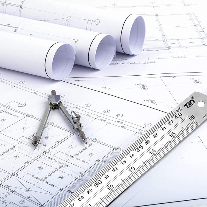 ZZTX Ruler Metal Straight Edge Stainless Steel Ruler 6 Inch 8 Inch 12 Inch 16 Inch Ruler Set Rulers Bulk Set of 4