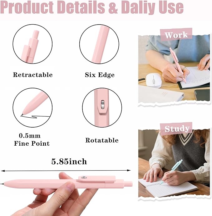 Vitoler Gel Pens, 8Pack Cute Morandi Color Pens Fidget Pens 0.5mm Smooth Writing Pens for Women/Nurse Office School Teacher Supplies