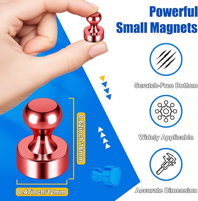 Strong Whiteboard Magnets, Red Metal Kitchen Magnets for Refrigerator, 28 PCS Cute Fridge Magnetic Rare Earth for Kitchen, Office, Gadgets, Locker Accessories, Desk Decor, Shopping List