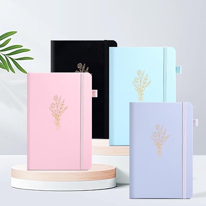Lined Journal Notebook for Women Cute Leather Journals for Writing Aesthetic Floral Diary 192 Pages A5 Hardcover Journaling Notebooks with Pen Loop, 5.7 x 8.3 In, Purple